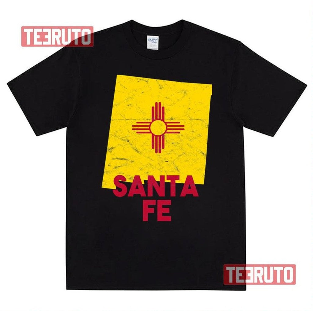 Santa Fe New Mexico Map Shaped State Flag Unisex T-Shirt