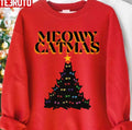 Black Christmas Tree Christmas Meowy Catmas Unisex Sweatshirt