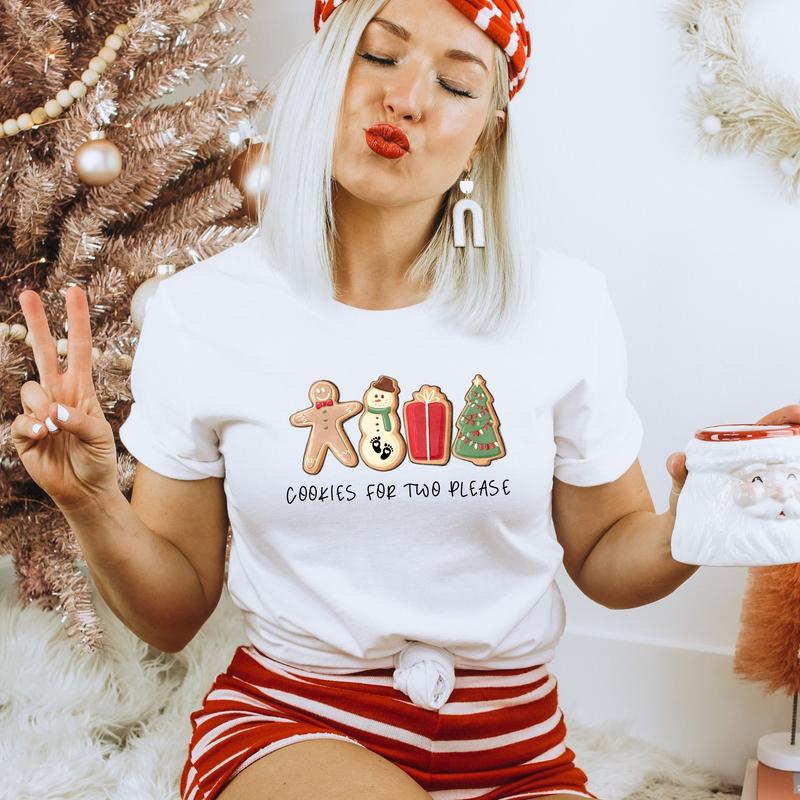 Christmas Cookies For Two Please Pregnancy Announcement Christmas Sweatshirt, Pregnancy Reveal Christmas Sweater, Maternity Christmas Shirt