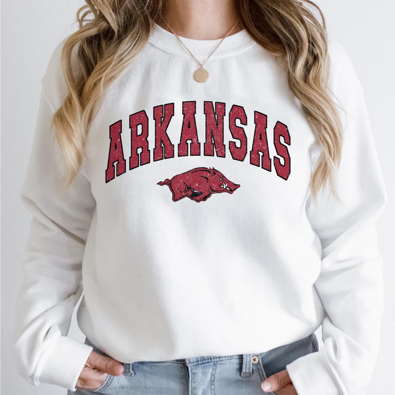 Arkansas Razorbacks Vintage Football NCAA Trendy Sweatshirt, University of Arkansas Unisex Football NCAA Shirt, Gift For Men, Gift For Girls, Crewneck