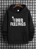 Letter Print Men's Drawstring Hoodie, Regular Fit Pocket Sweatshirt, 2000s Spring & Fall Men's Streetwear, Casual FashionÂ 