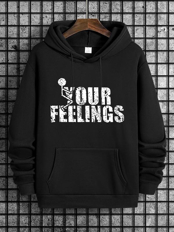 Letter Print Men's Drawstring Hoodie, Regular Fit Pocket Sweatshirt, 2000s Spring & Fall Men's Streetwear, Casual FashionÂ 