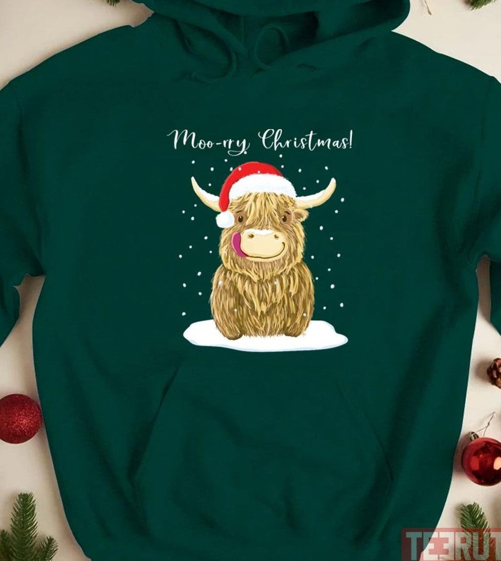 Scottish Highland Cow Moo Rry Christmas Wee Hamish Unisex Sweatshirt