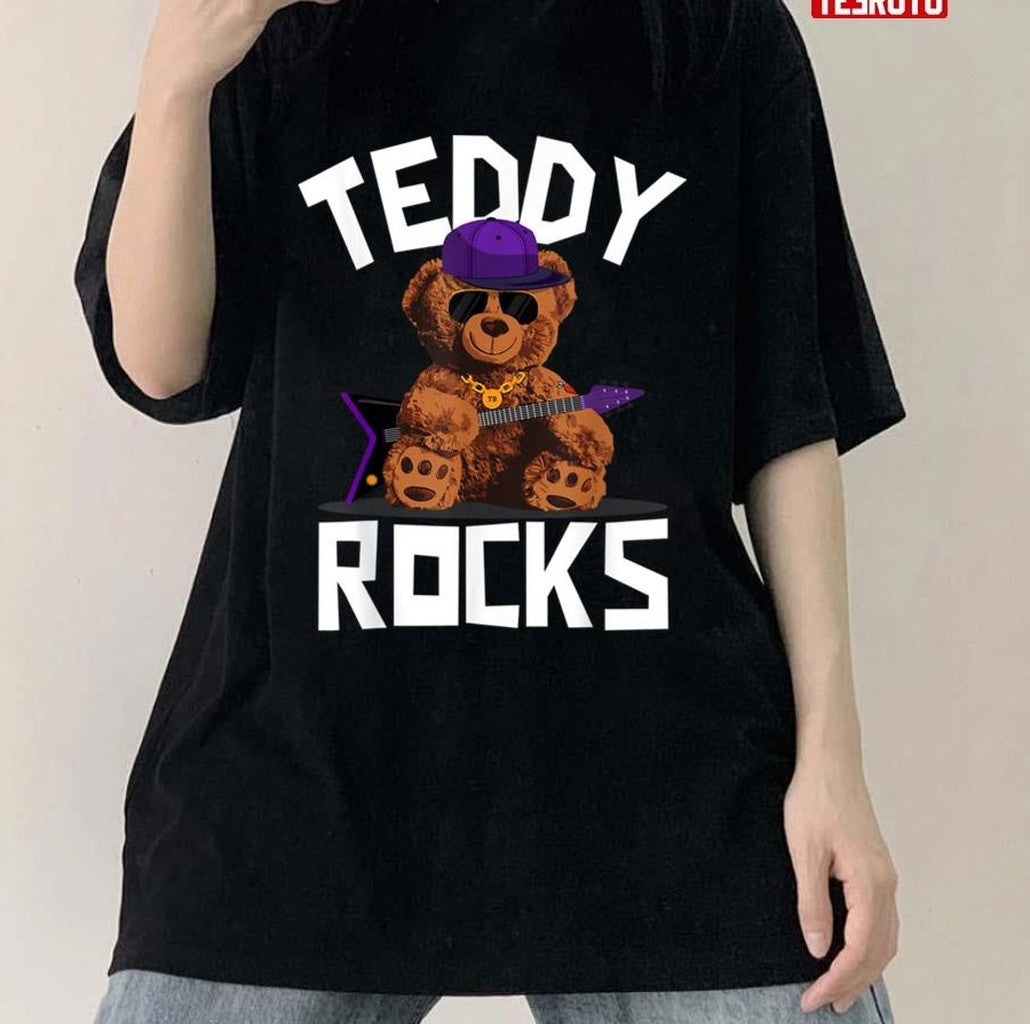 Teddy Bear Rock And Roll Lovers Unisex T-Shirt