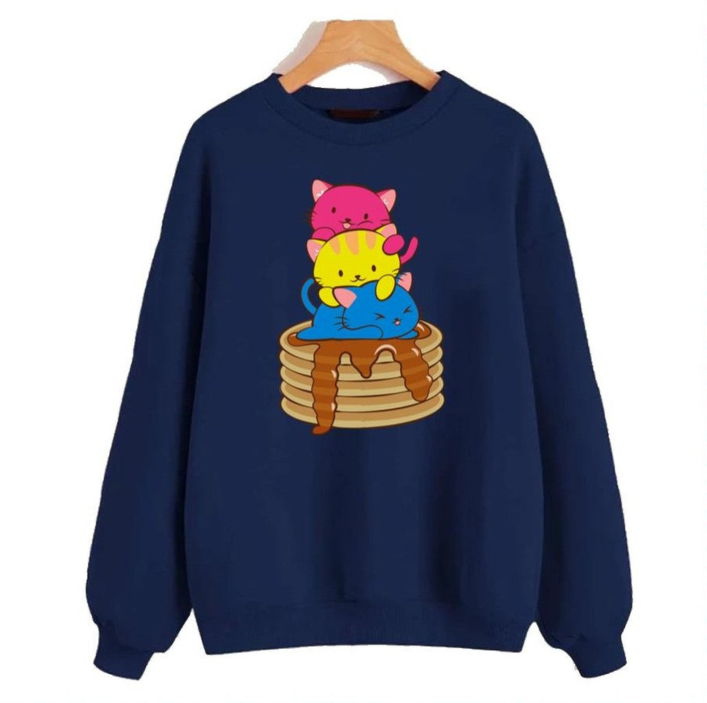 Pansexual Flag Kawaii Cats On Pancakes Lgbtq Pride Month Unisex Sweatshirt