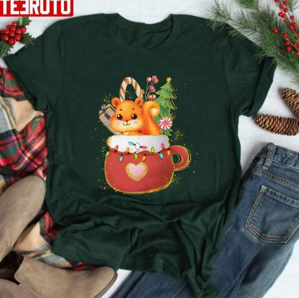 Squirrel In A Cup Merry Christmas Unisex T-shirt