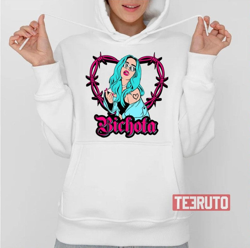 Bichota And Heart Tattoo Pink Karol G Unisex Hoodie