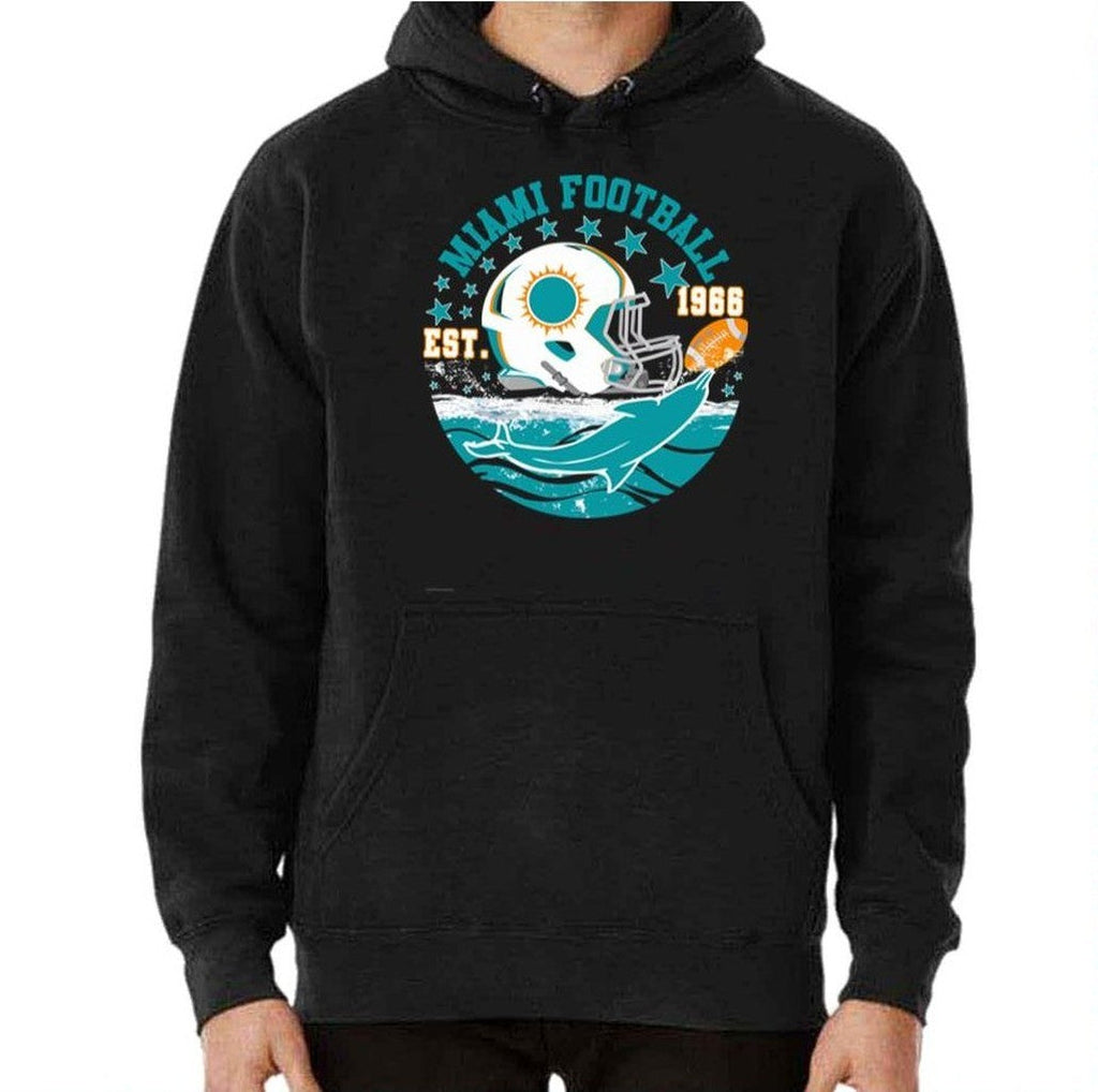 Round Design Miami Sports Football Est 1966 Football Helmet Novelty Unisex Sweatshirt