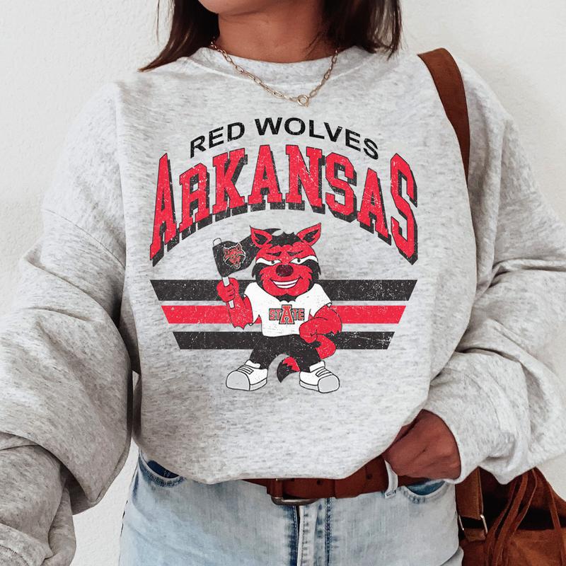 Arkansas State Red Wolves Vintage Football NCAA Sweatshirt, Vintage Sweatshirt NCAA, Classic Sport Sweatshirt, Gifts For Football Fan Sport