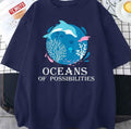 Oceans Of Possibilities Summer Reading Art Dolphin Unisex T-Shirt
