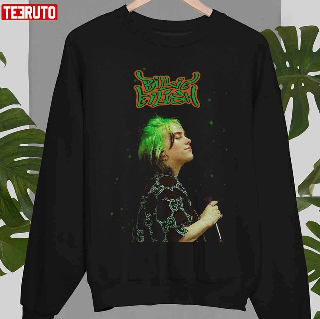 Billie Eilish Green Girl Singer Design Unisex Sweatshirt