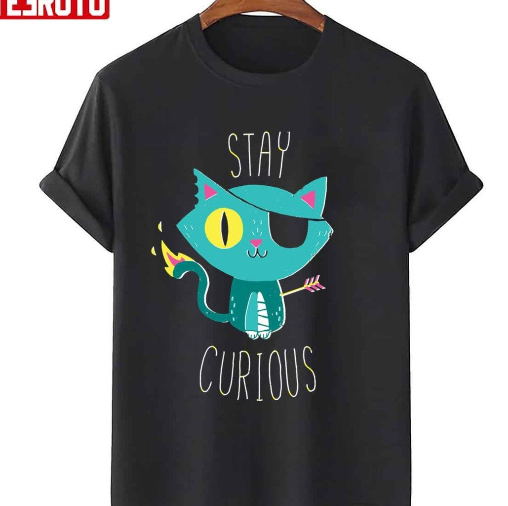 Stay Curious Funny One Eye Cat Halloween Unisex Sweatshirt