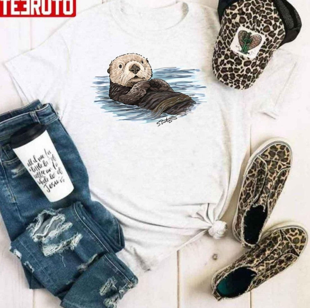 Sea Otter Sketch Aesthetic Art Unisex Hoodie