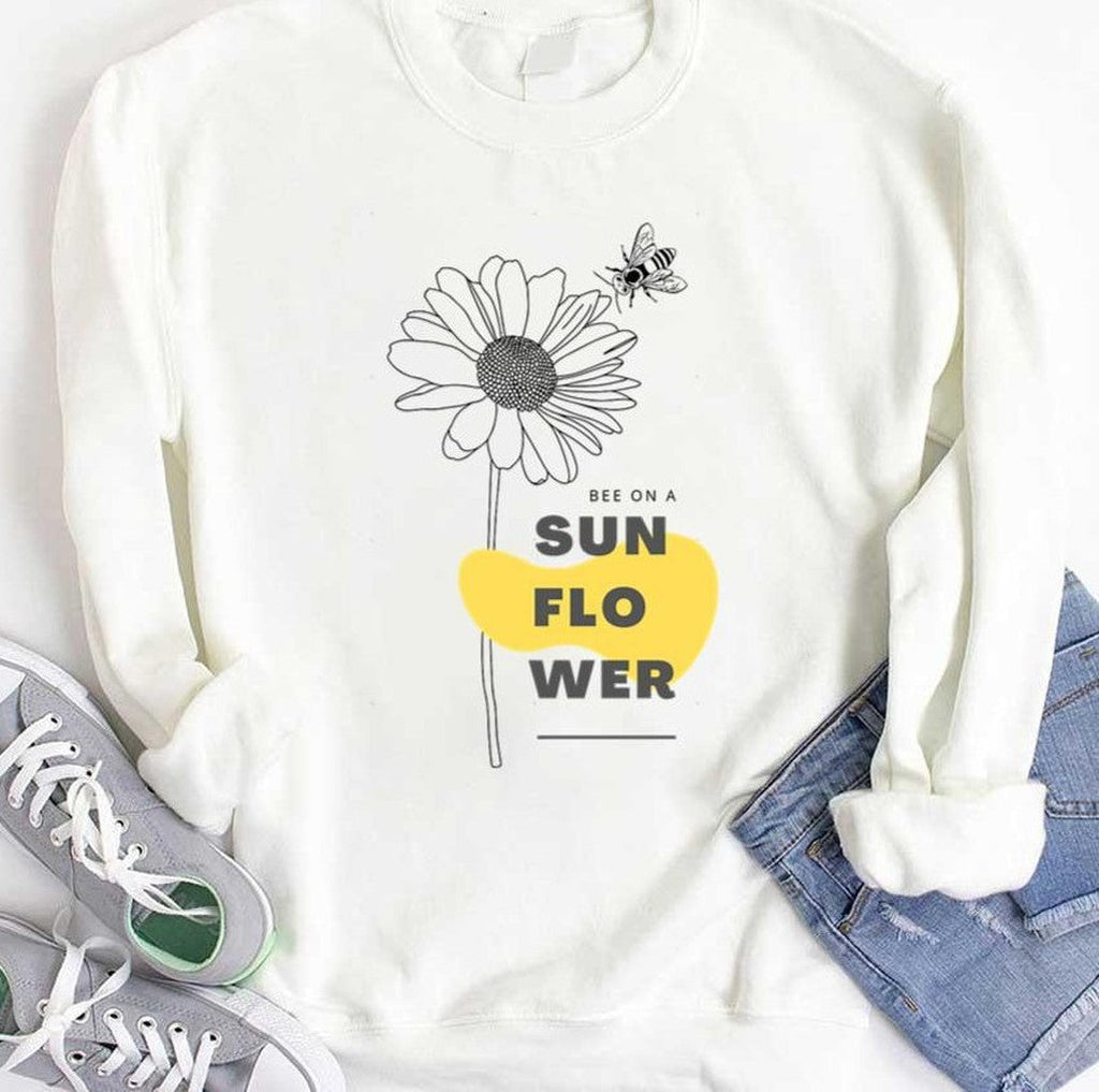 Bee On A Sunflower Drawing Unisex T-Shirt