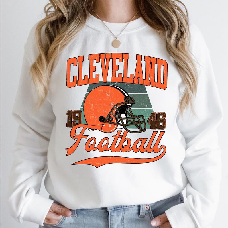 Cleveland Vintage Football Crewneck Sweatshirt, Classic Football Gift for Sports Fans, Unisex Wear, Vintage Collection, Comfort Pullover