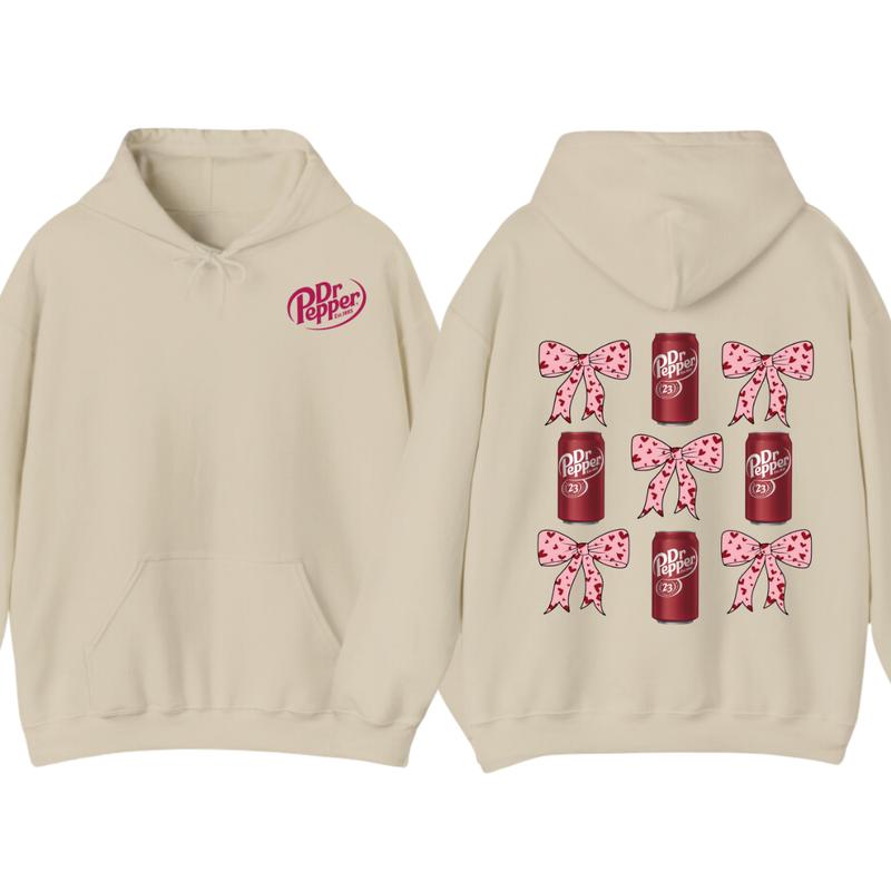 Dr Pepper Coquette Bow Pink  T-Shirt Hoodie, Full color, unisex