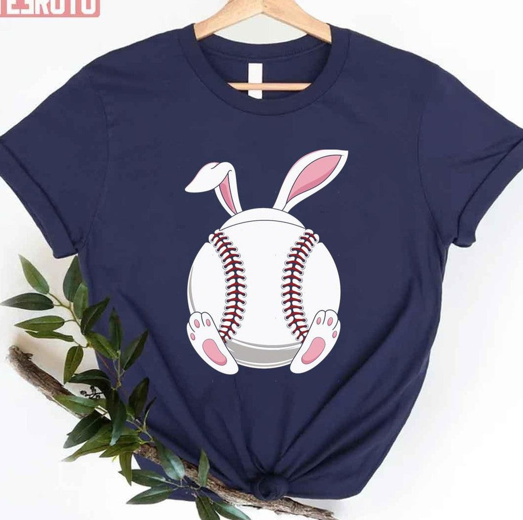 Simple Design Easter Baseball Cute Bunny Happy Easter Ball Unisex T-shirt