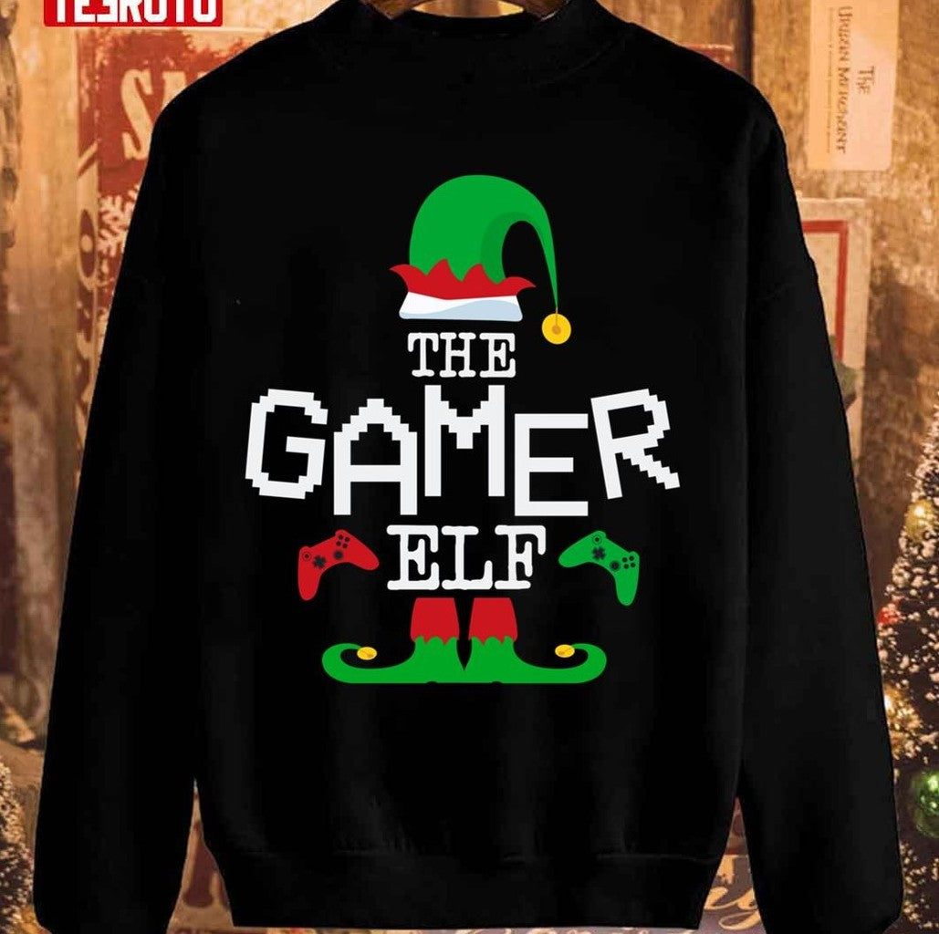 The Gamer Elf Family Matching Christmas Group Funny Gift Pajama Unisex Sweatshirt
