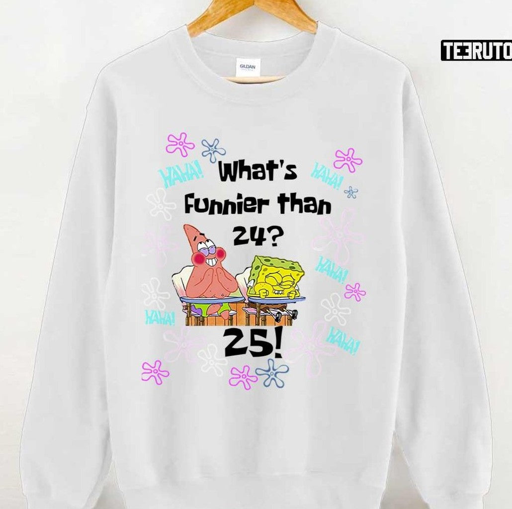 Secret What's Funnier Than 24 25 Spongebob Retro Vintage Unisex Hoodie