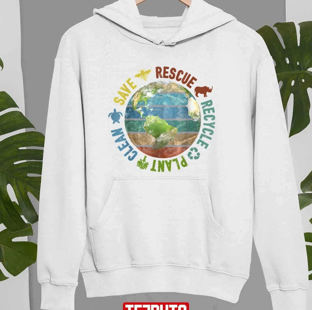 Save Bees Rescue Animals Recycle Plastics Earth Day Vintage Unisex T-shirt