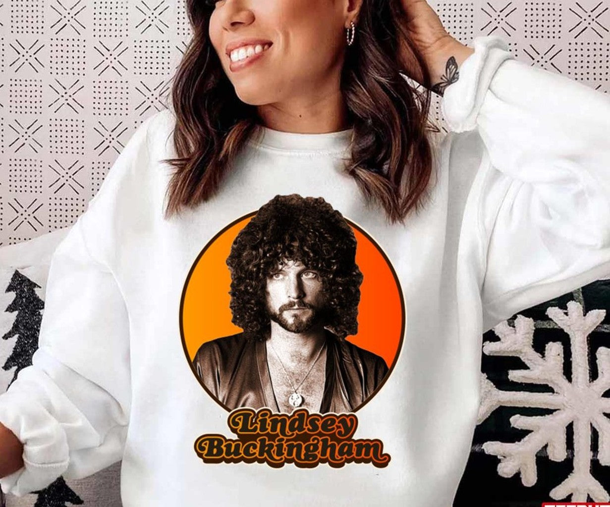 Orange Portrait Lindsey Buckingham Unisex Sweatshirt