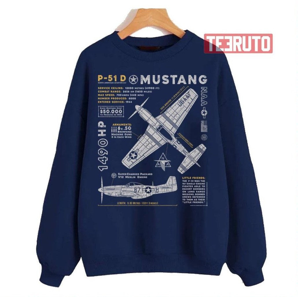 P 51 Mustang Air Forces Military Army Unisex Sweatshirt