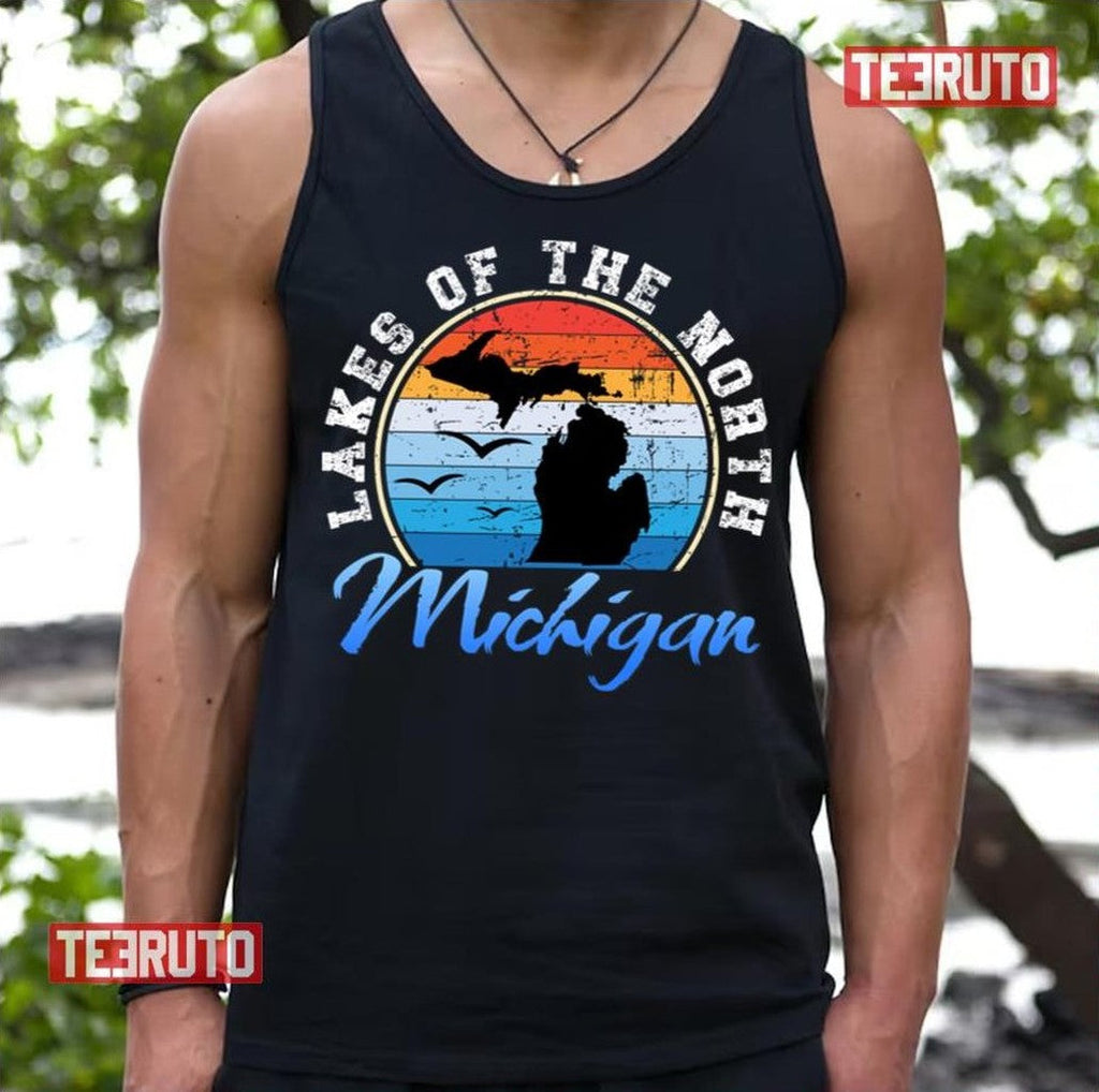 Sunset Design Lakes Of The North Michigan Unisex T-Shirt
