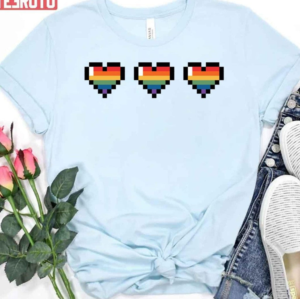 Pride Flag Hearts Gay Unisex T-Shirt