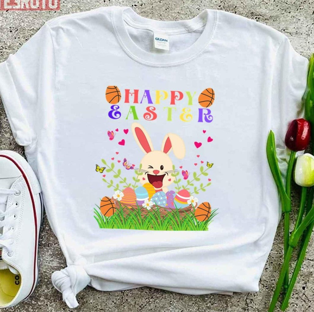 Basketball Happy Bunny Easter Sunday Egg Funny Unisex T-shirt