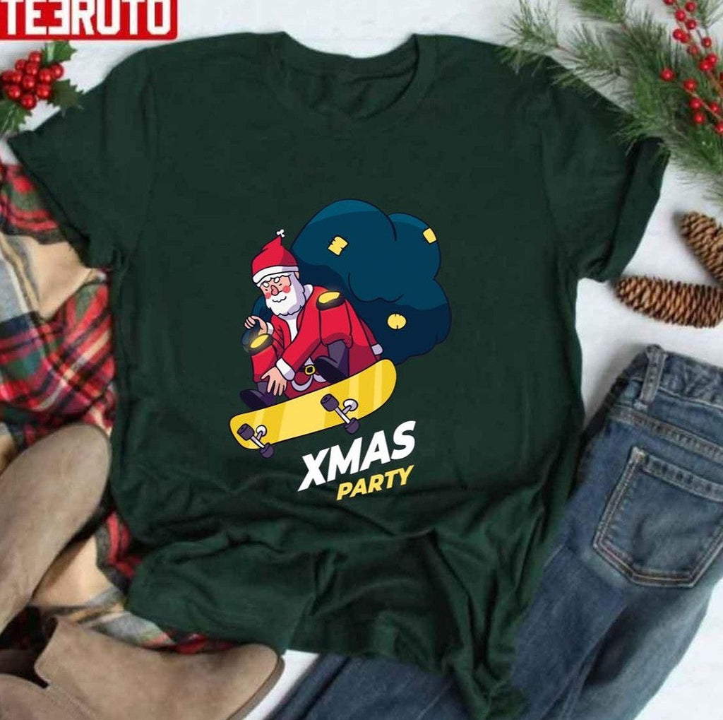 Santa Claus Skateboars Merry Christmas Party 1 Unisex Sweatshirt