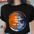 Show Your Stripes Save Bees Trees And Seas Earth Global Warming Unisex T-Shirt