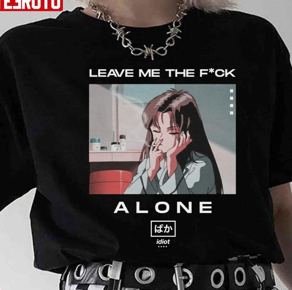 Anime Smoking Leave Me Alone 90s Unisex Sweatshirt