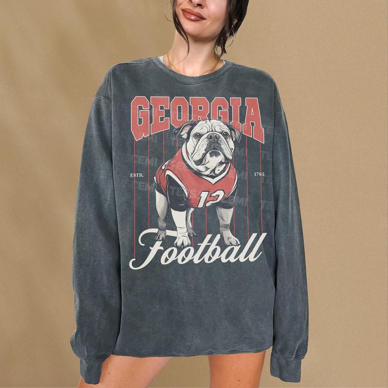 Retro Georgia Football Sweatshirt, Unisex Vintage Georgia Football Jersey Graphic Crewneck Sweatshirt, Football Sports Memorabilia, Full Sizes, Full C