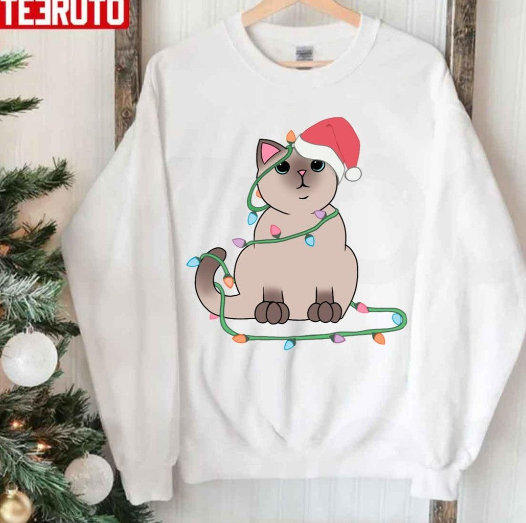 Siamese Cat Christmas Lights Unisex Sweatshirt