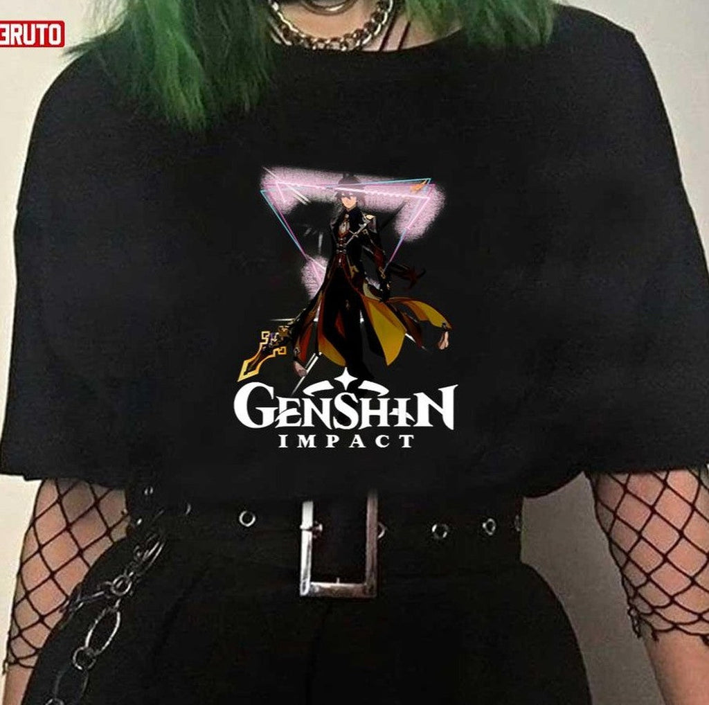 Anime Genshin Impact Shining Zhongli Unisex T-Shirt