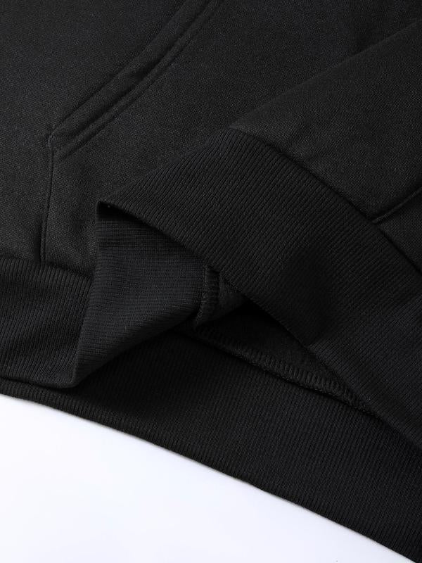 Unisex Men's Initial Print Drop Shoulder Essentials Hoodie, Fashion Sweatshirt with Drawstring Pockets, Men's Clothing, Gift for MenÂ 