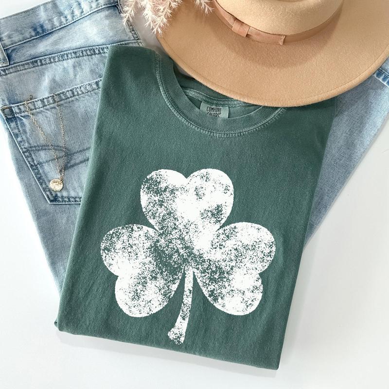 Vintage Shamrock, St Patrick's Day Comfort Colors Tshirt, Women's Crew Neck, Crewneck