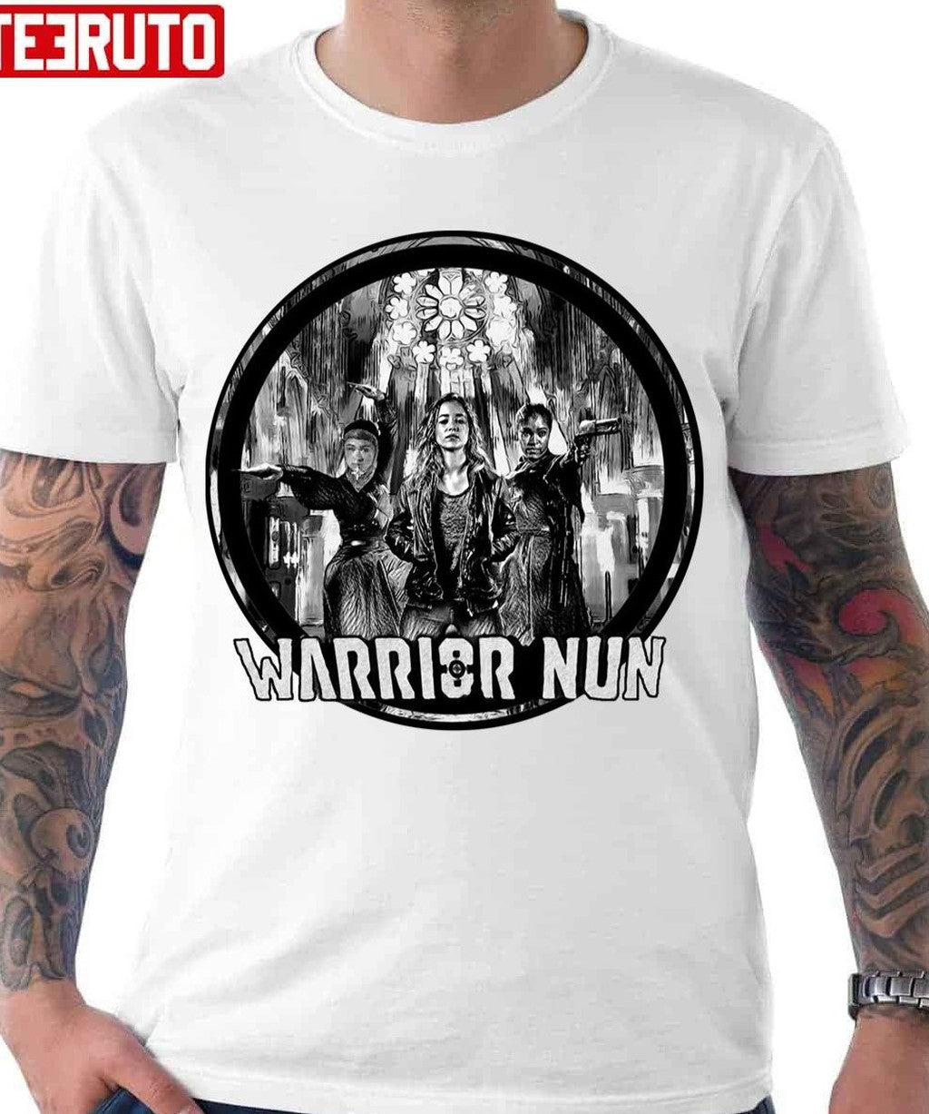 Black And White Round Design Warrior Nun Unisex Hoodie