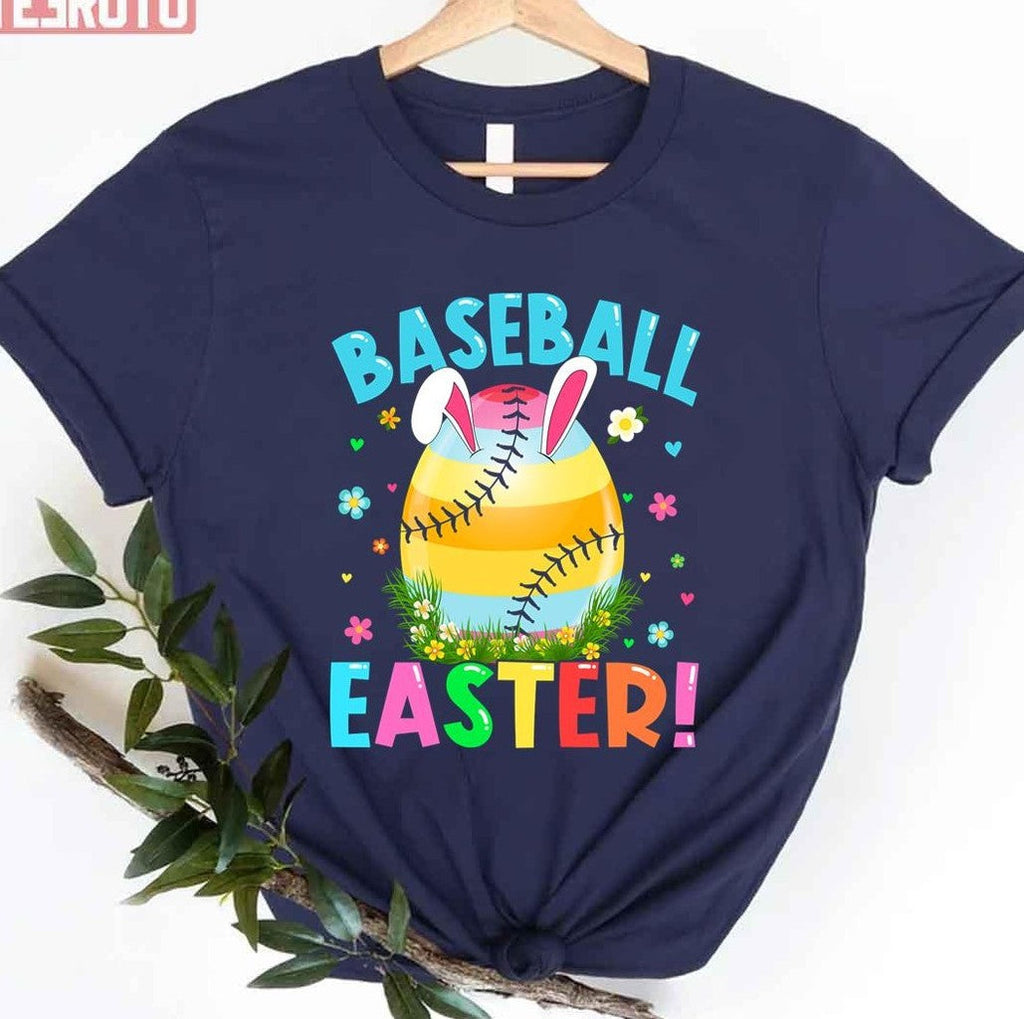 Baseball Lover Colors Bunny Egg Baseball Easter Day Cute Design Unisex T-shirt