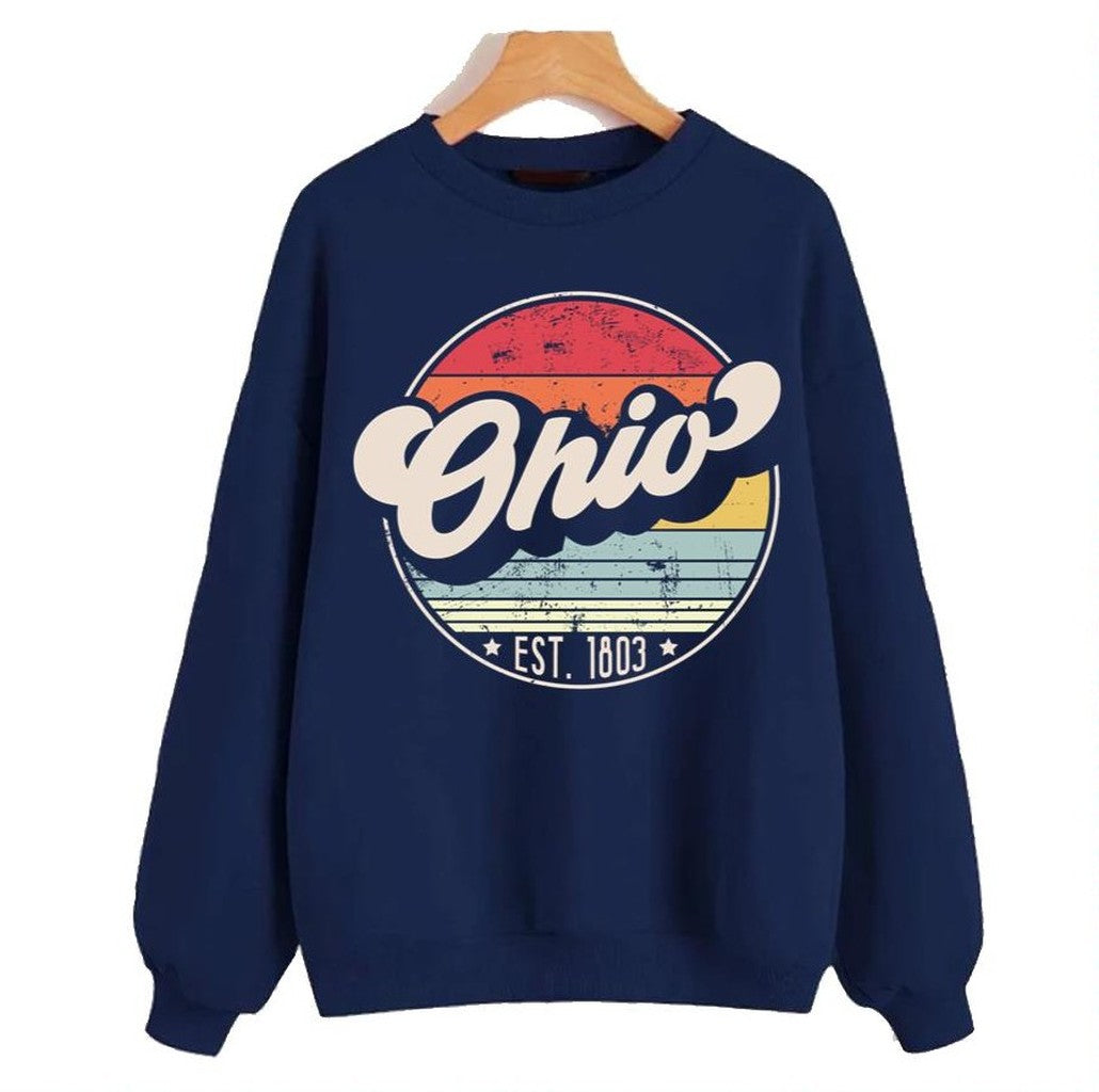 Retro Ohio Distressed Sunset Design Unisex Sweatshirt