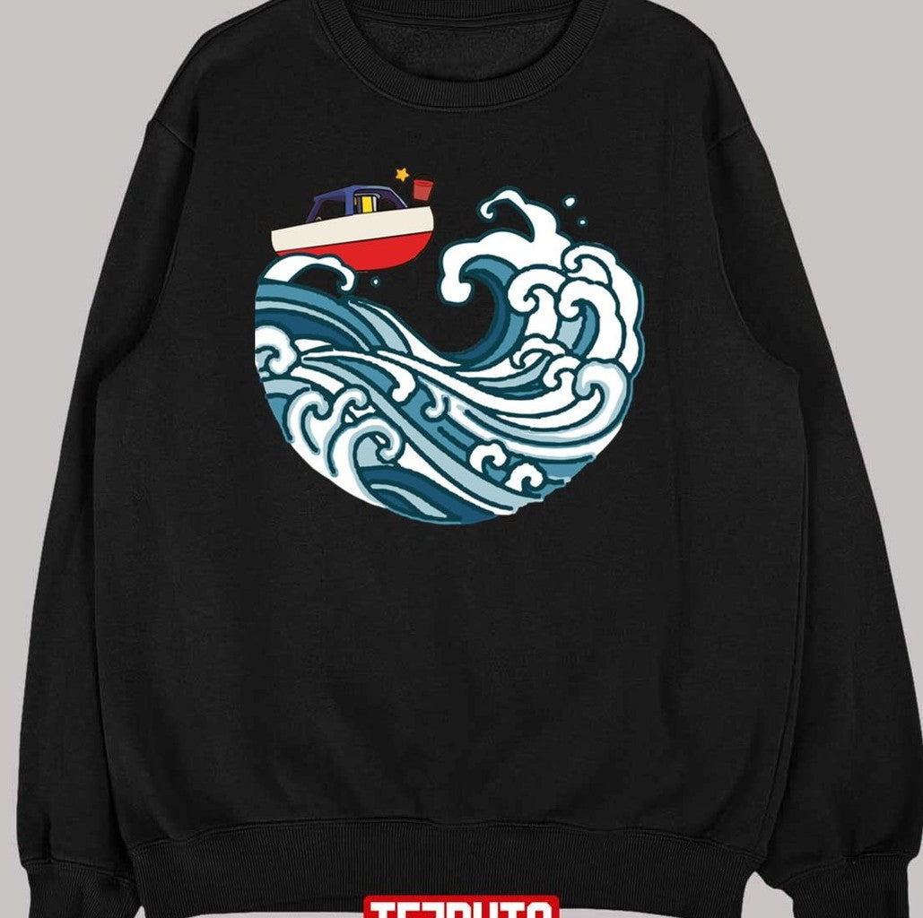 Anime Ghibli Ponyo Boat On Big Wave Unisex T-Shirt