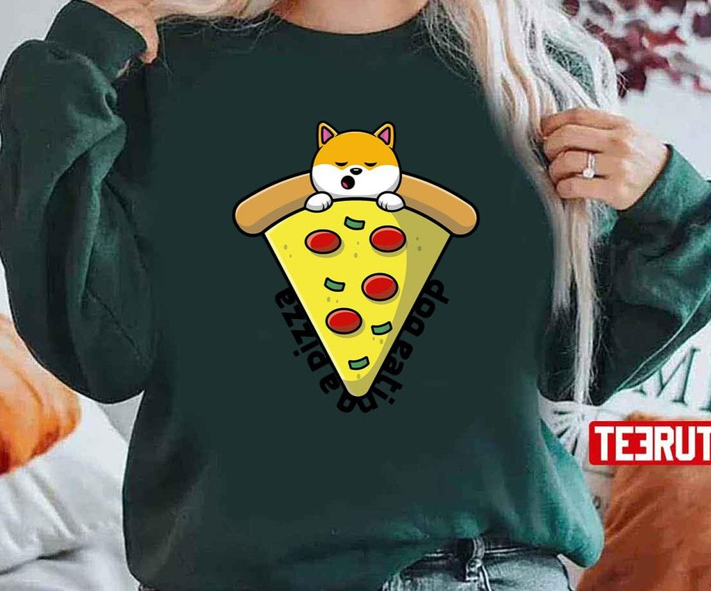 Shiba Inu Dog Eating A Pizza Unisex T-Shirt