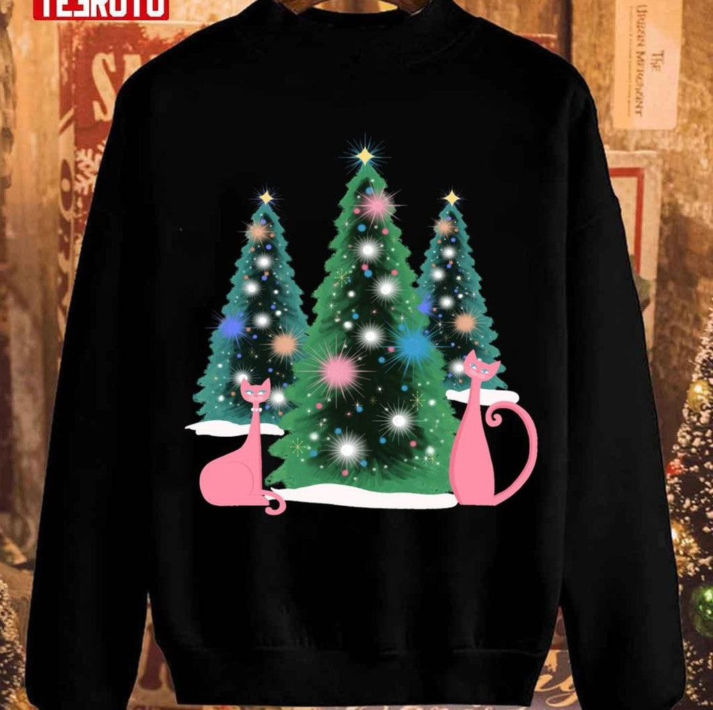 Pink And Perfect Kitty Cats In The Sparkling Snow Unisex Sweatshirt