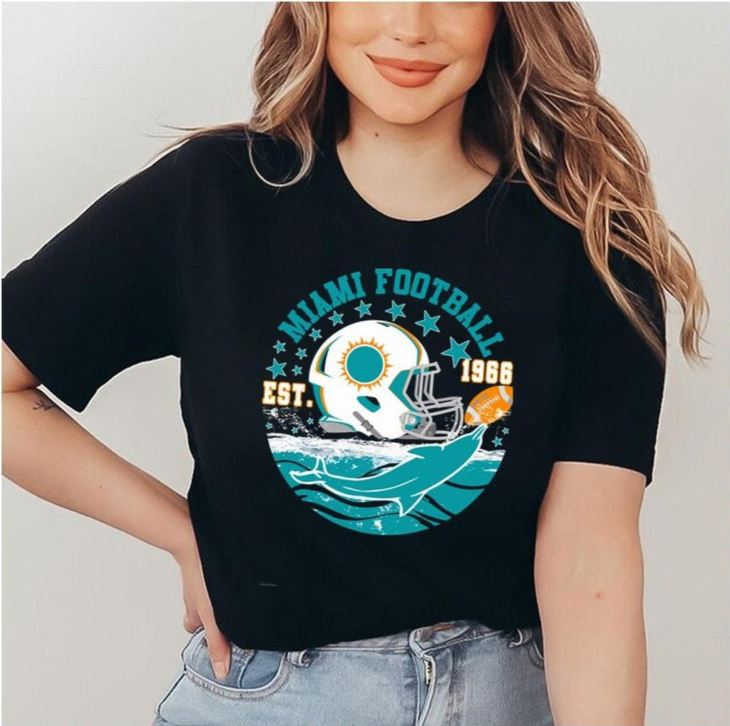 Round Design Miami Sports Football Est 1966 Football Helmet Novelty Unisex Sweatshirt