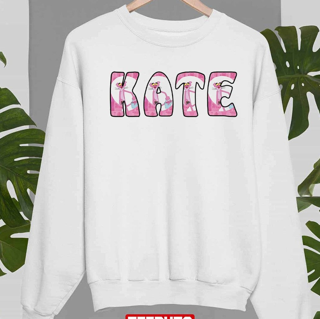 Personalized Name Pink Panther Letter Design Unisex Sweatshirt