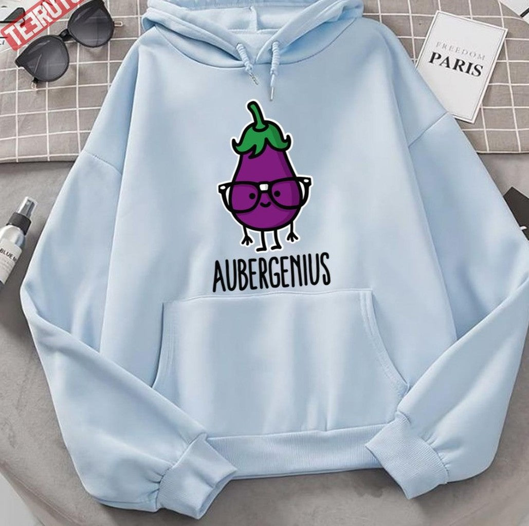 Aubergine Eggplant Genius Aubergenius Unisex Hoodie