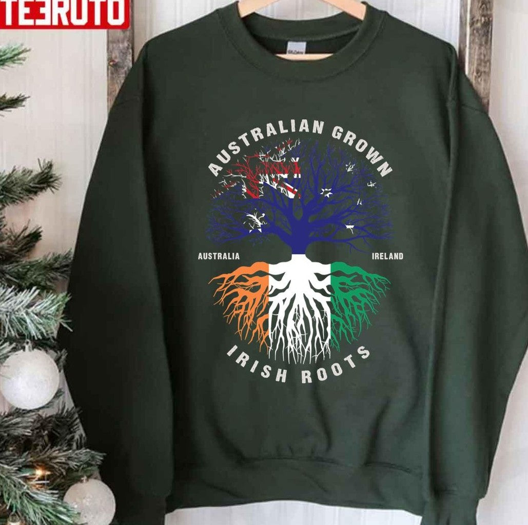 Australian Grown Irish Roots Ireland Flag Unisex T-Shirt