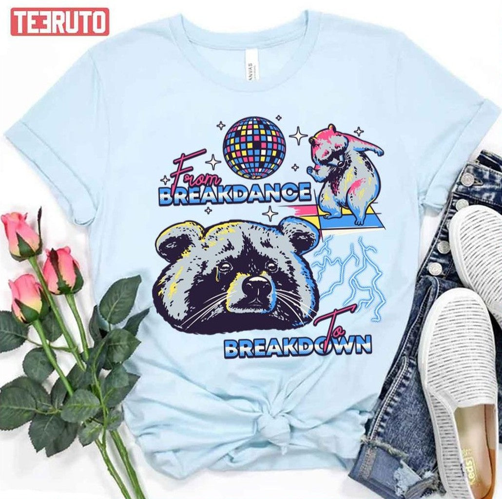 Raccoon Meme From Breakdance To Breakdown Unisex T-Shirt