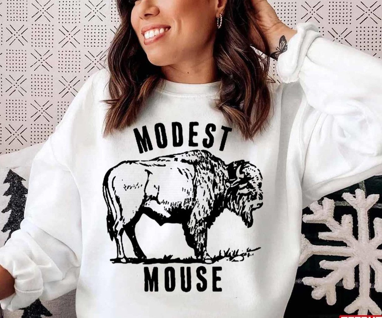Modest Buffalo Illustration Modest Mouse Unisex Sweatshirt