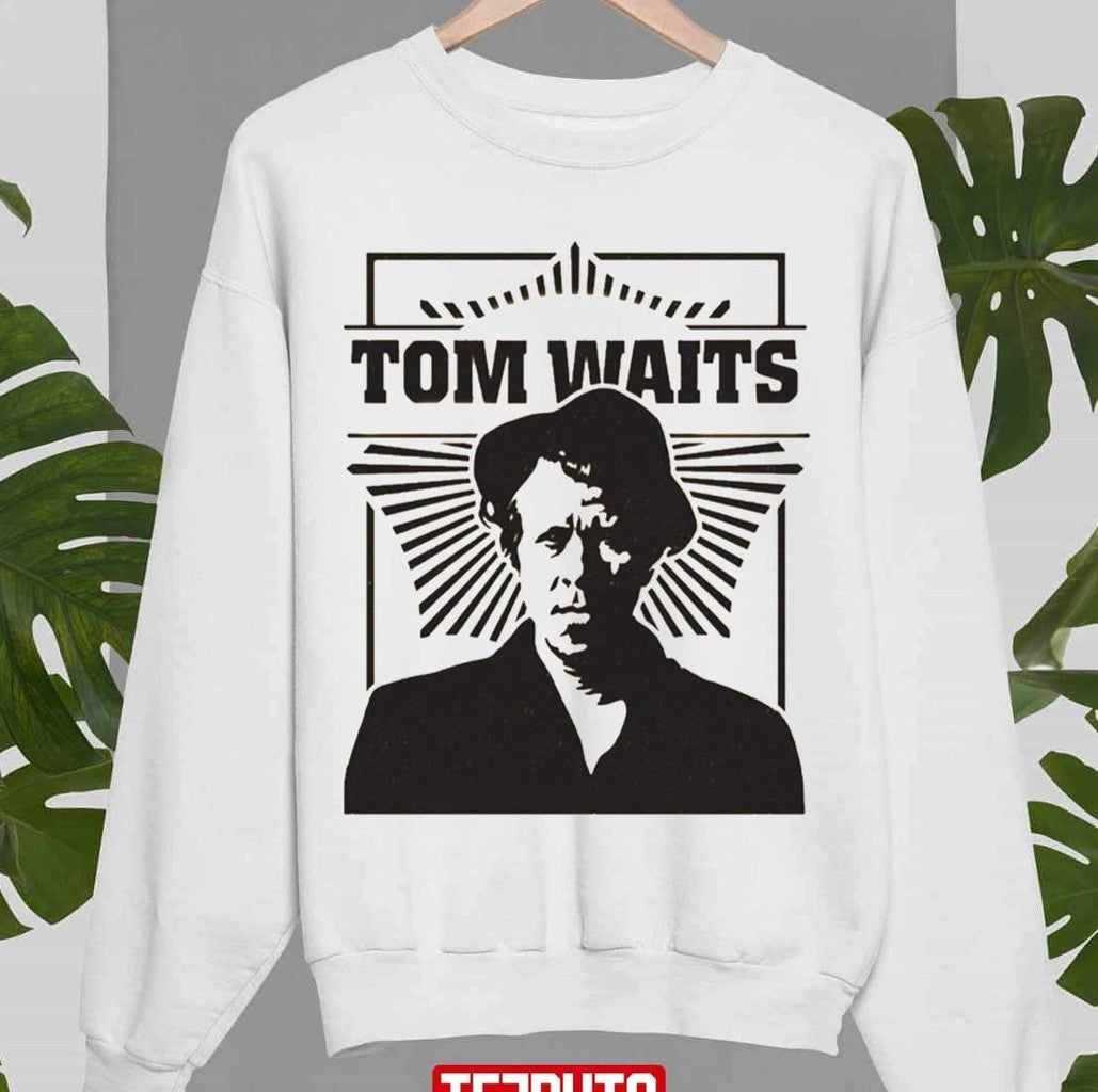 Black And White Portrait Tom Waits Musican Unisex Sweatshirt